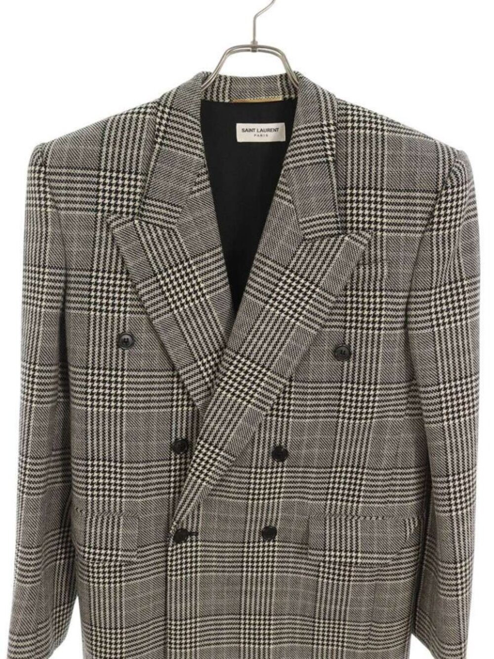 Saint Laurent Paris Prince of Wales Glen Check Double Jacket 34